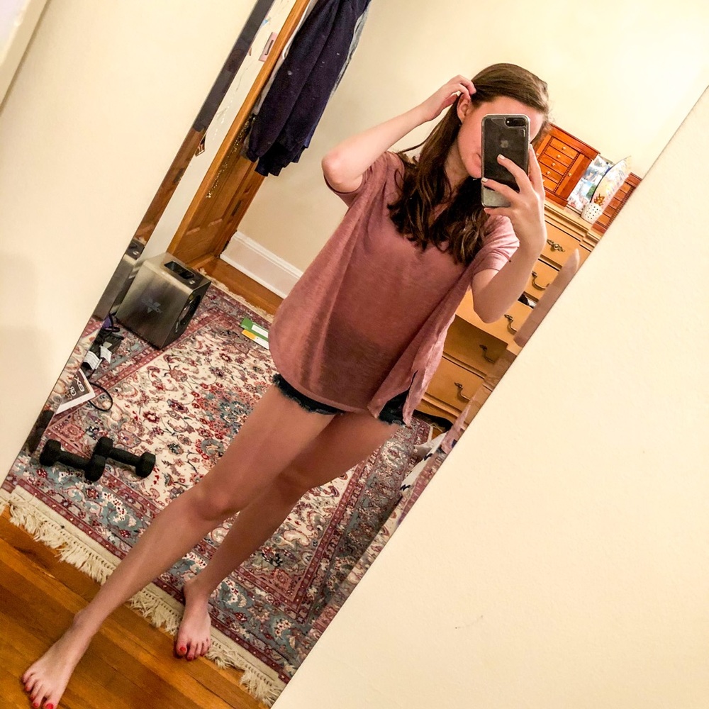 Long pink sheer shirt